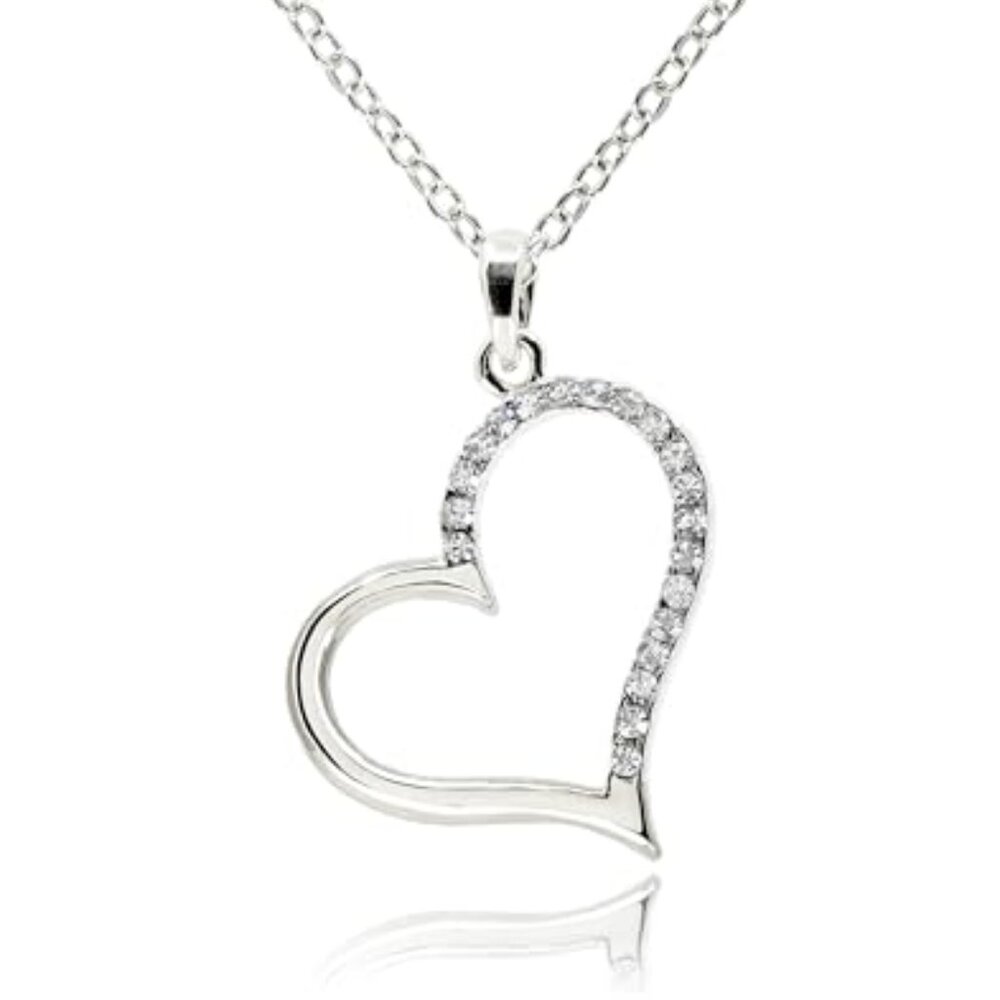 Cubic Zirconia Open Heart Necklace for Women